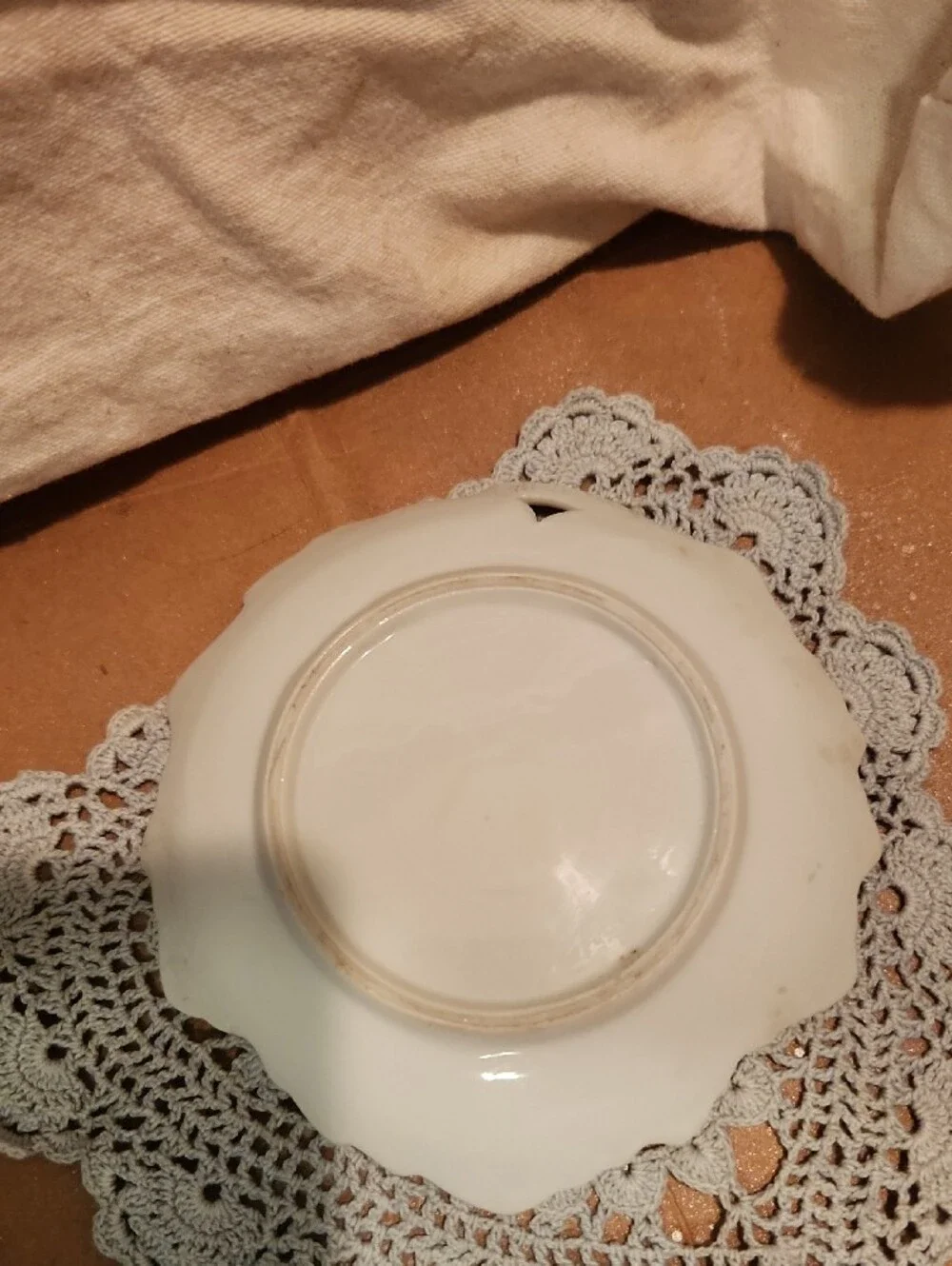 White Porcelain Decorative Dish Or Butter Pat with Purple Violet Floral Design